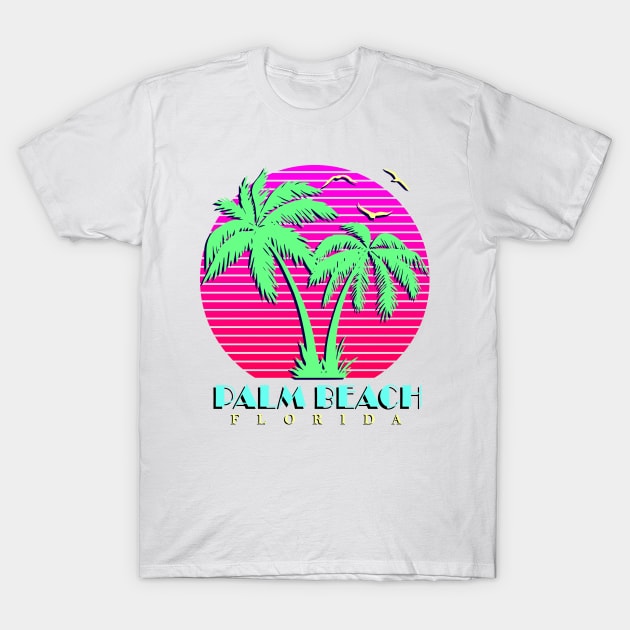 Palm Beach Florida Palm Trees Sunset T-Shirt by Nerd_art